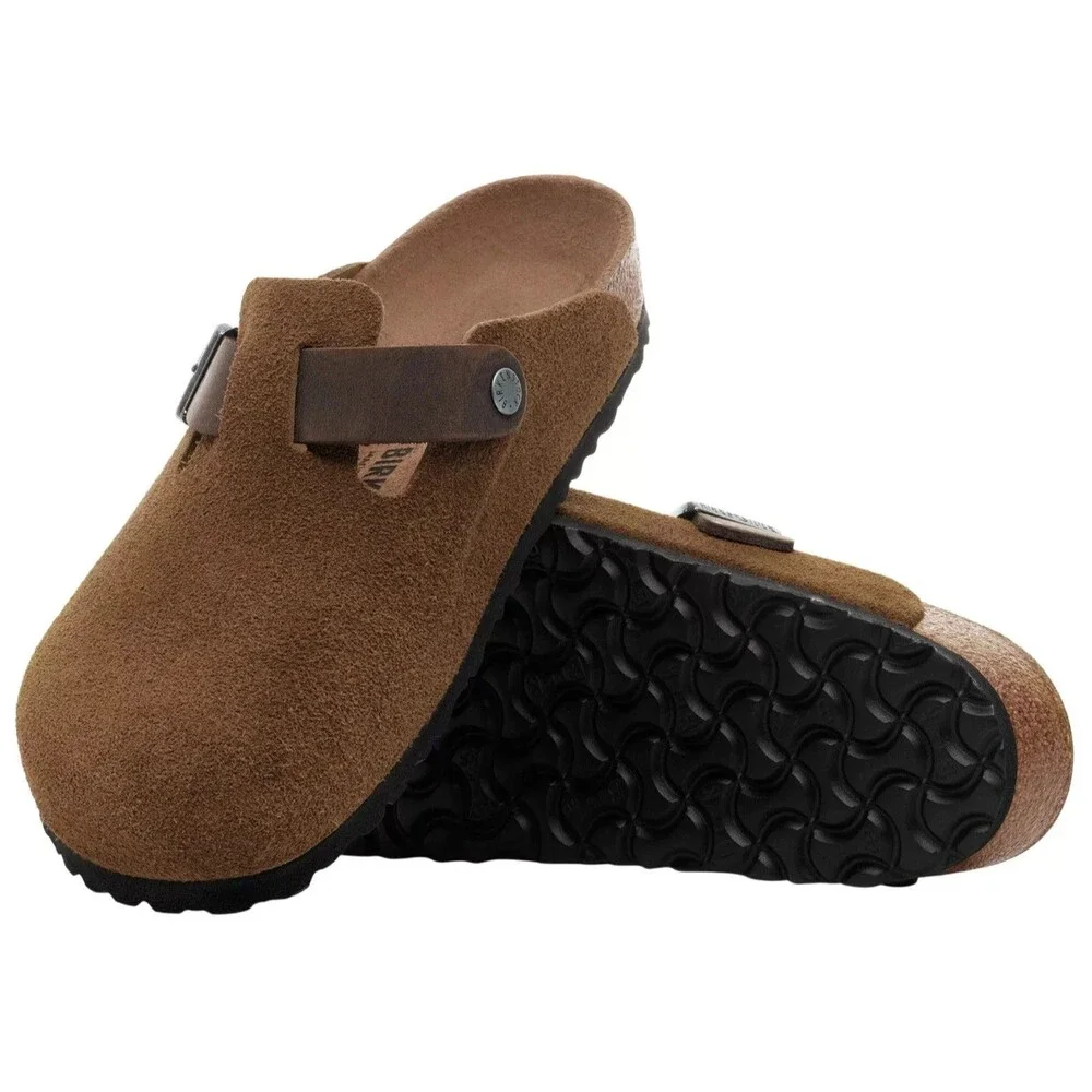 Birkenstock Unisex Boston Mule Clog Mixed Leather Sandals EU 44 REG NEW BROWN